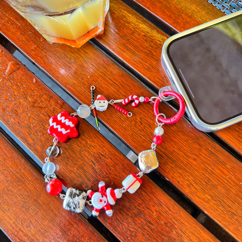 Christmas Santa Phone Chain / Bag Charm Handmade with Premium Materials